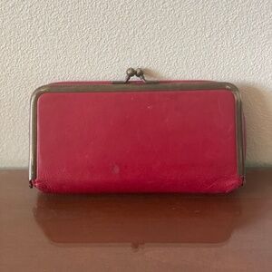 Hobo Bags Kiss lock Make Up bag red leather clutch vintage Hobo clutch red clutc